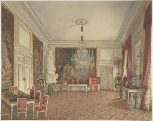 Room of Archduke Ludwig Victor in the Hofburg, Vienna by Franz Alt, drawing, 1861