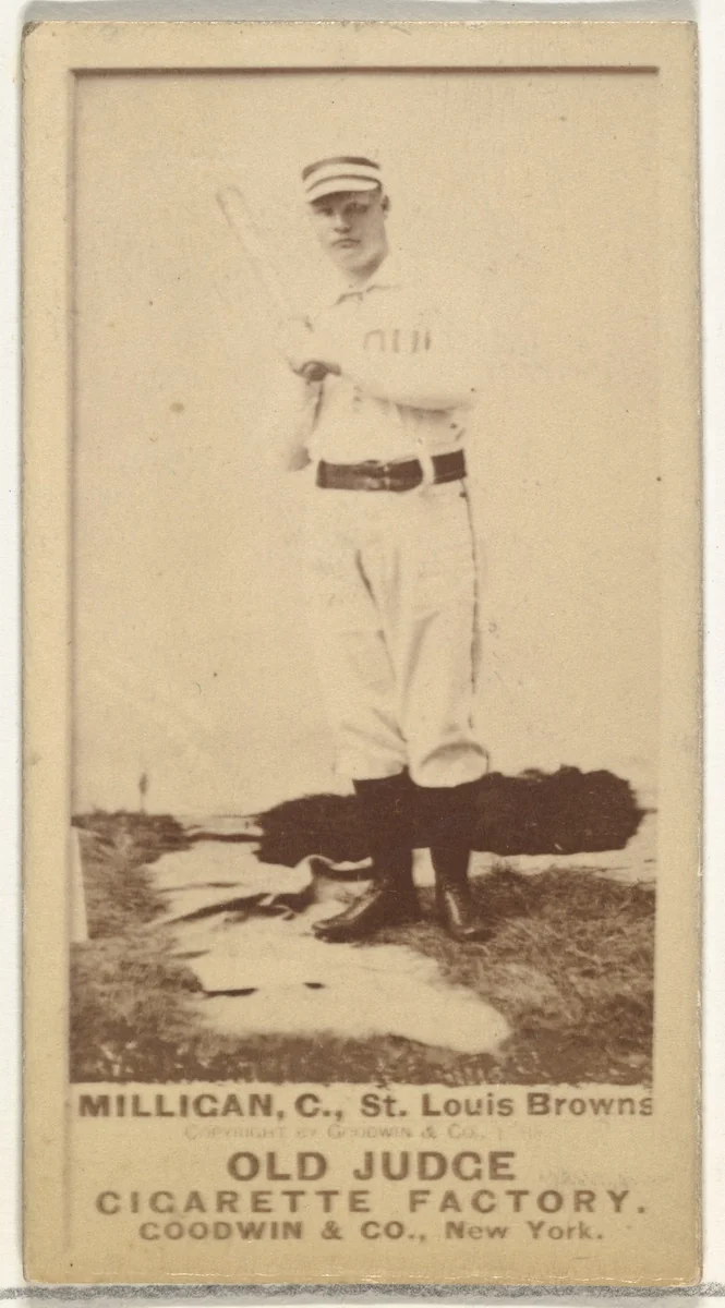 Jocko Milligan, Catcher, St. Louis Browns, from the Old Judge series (N172) for Old Judge Cigarettes by Goodwin & Company, photograph, 1887-1890