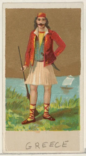 Greece, from the Natives in Costume series (N16), Teofani Issue, for Allen & Ginter Cigarettes Brands by Allen & Ginter, print, 1886-1900