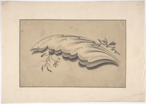 Acanthus Leaf and Flowering Vine Ornament by anonymous, drawing, 1800-1900