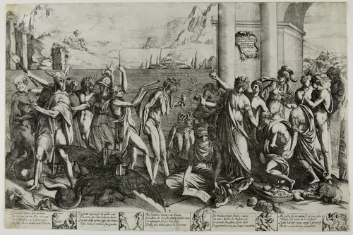 An Allegory of Statuary or Lament of Sculpture by Pierre Biard, print, 1629