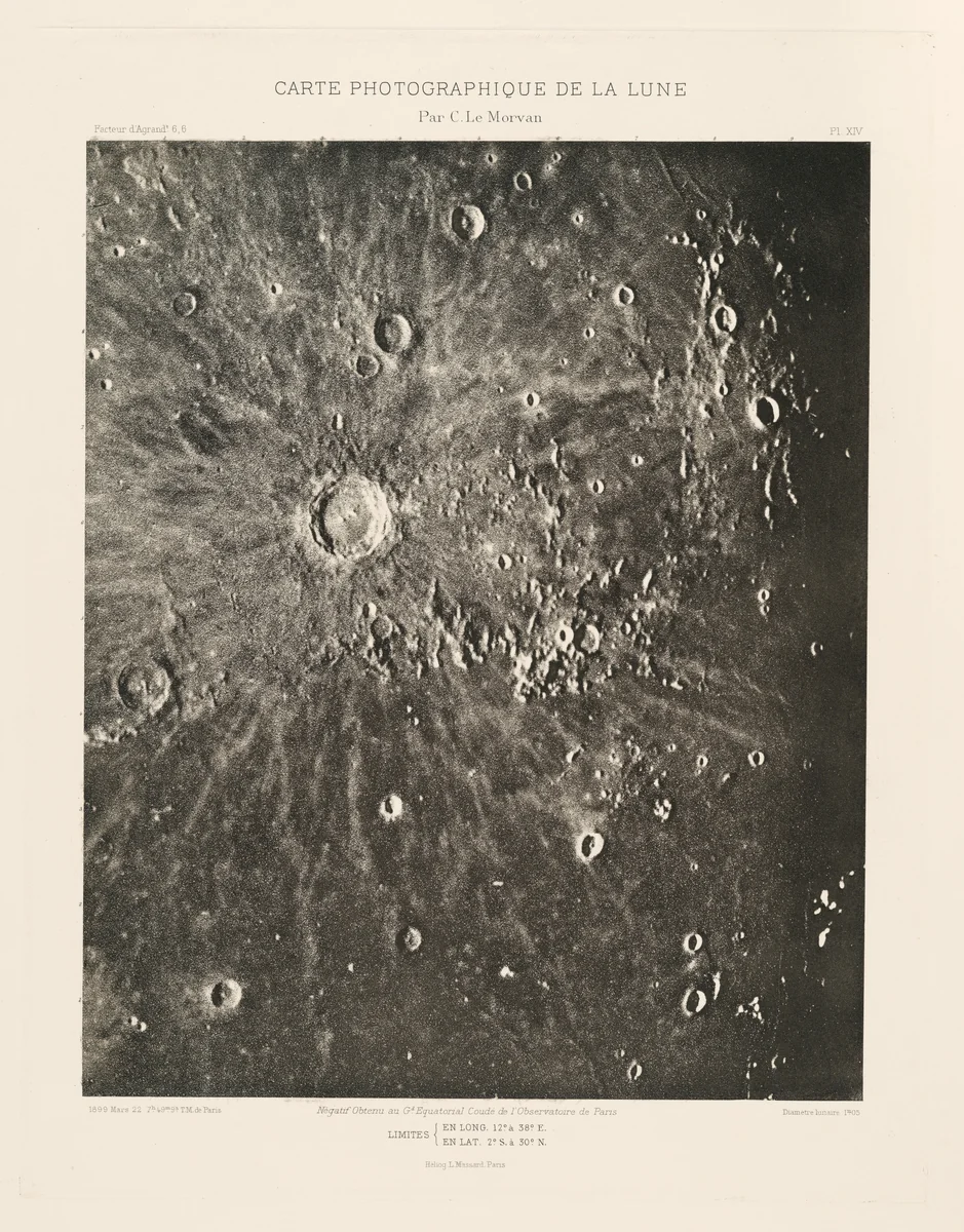 Carte photographique de la lune, planche XIV (Photographic Chart of the Moon, plate XIV) by Charles Le Morvan, photograph, 1899