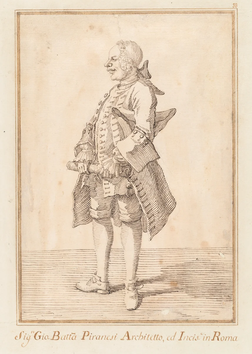 Giovanni Battista Piranesi by Pier Leone Ghezzi, drawing, 1750-1755