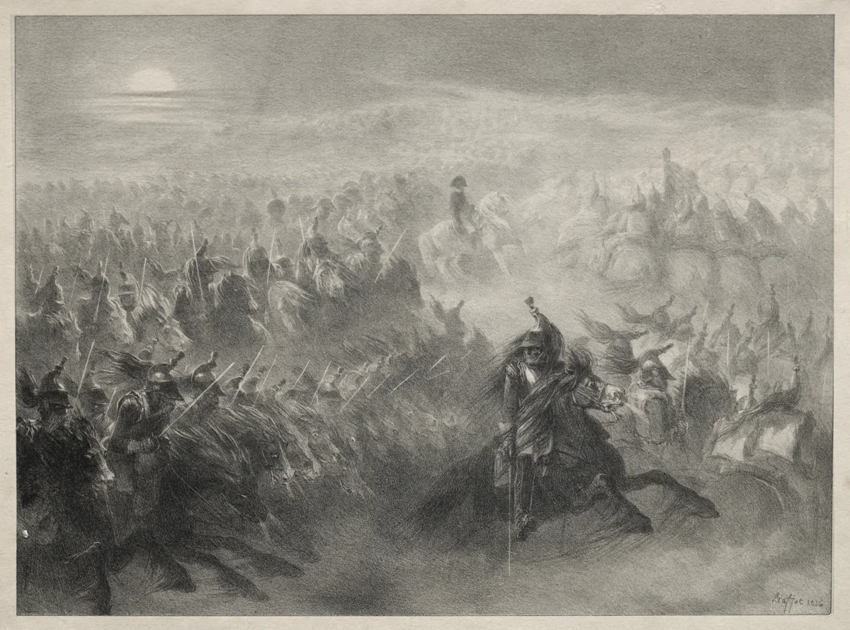 Review at Night by Auguste Raffet, print, 1816