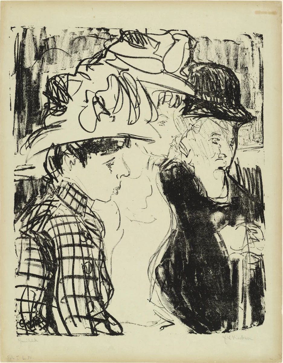 Streetcar Passengers (Passagiere in der Strassenbahn) by Ernst Ludwig Kirchner, print, 1908