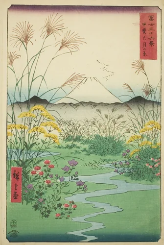 Otsuki Plain in Kai Province (Kai Otsuki no hara), from the series "Thirty-six Views of Mount Fuji (Fuji sanjurokkei)" by Utagawa Hiroshige (歌川広重), print, 1858