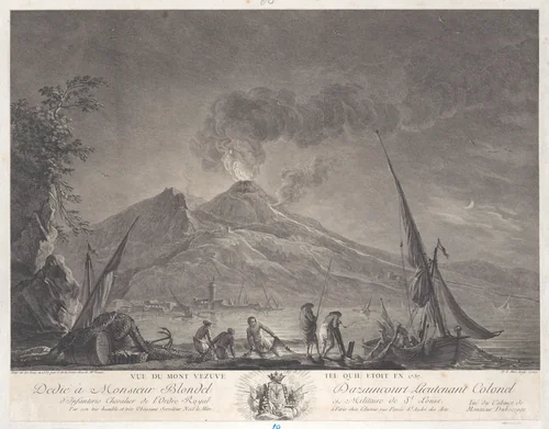 View of Mount Vesuvius as it was in 1757 by Charles François Grenier de Lacroix, print, 1762