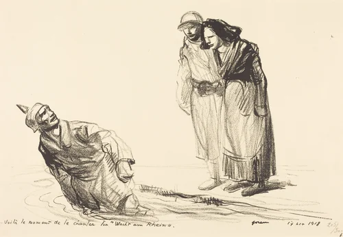 Voilà le Moment de le chantes tun "Wacht am Rhein" by Jean-Louis Forain, print, 1914-1919