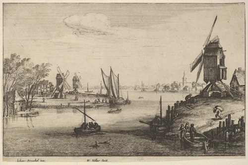 The Three Windmills by Wenceslaus Hollar, print, 1651