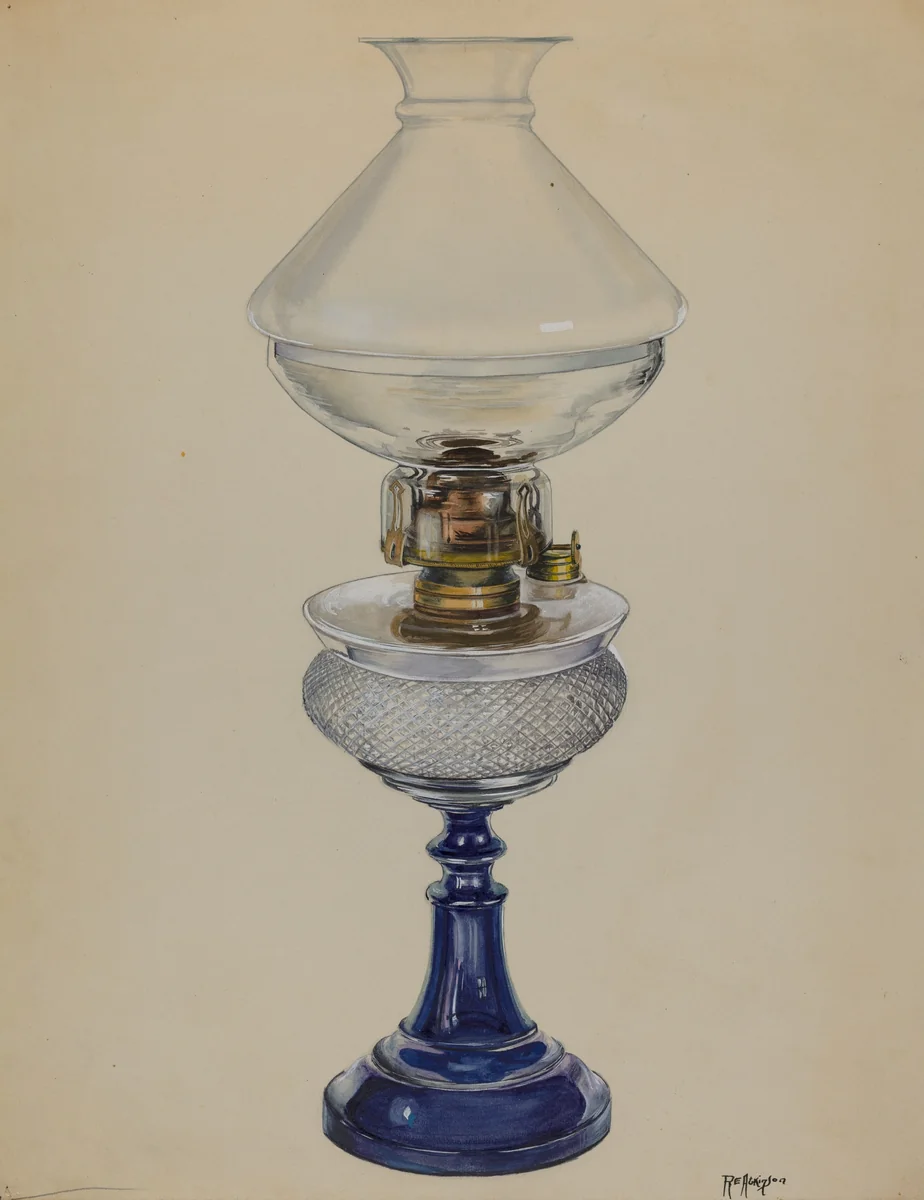 Oil Lamp by Ralph Atkinson, index of american design, 1936