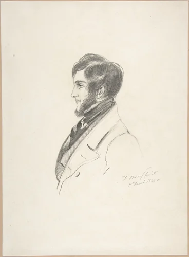 Portrait of Charles Kinnaird Sheridan by Alfred Guillaume Gabriel D'Orsay, drawing, 1844