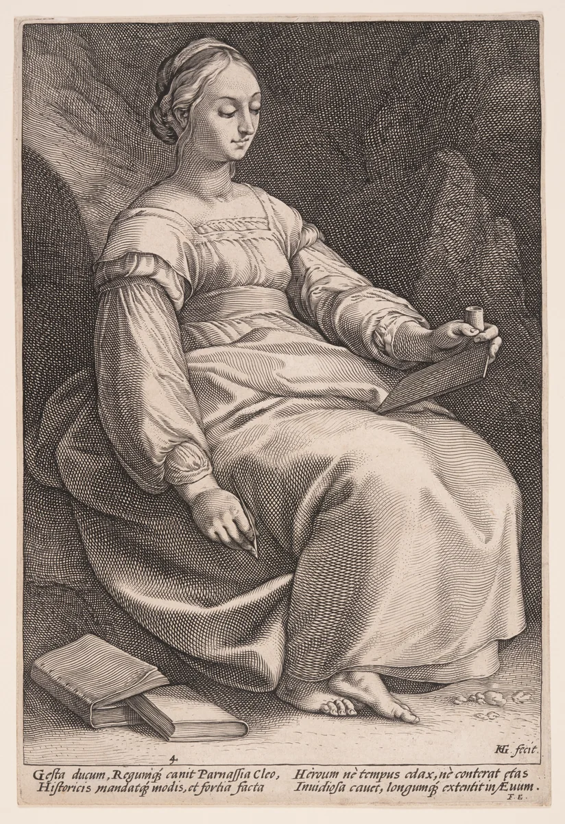 Clio, The Muse of History, from The Nine Muses by Hendrick Goltzius, print, 1592