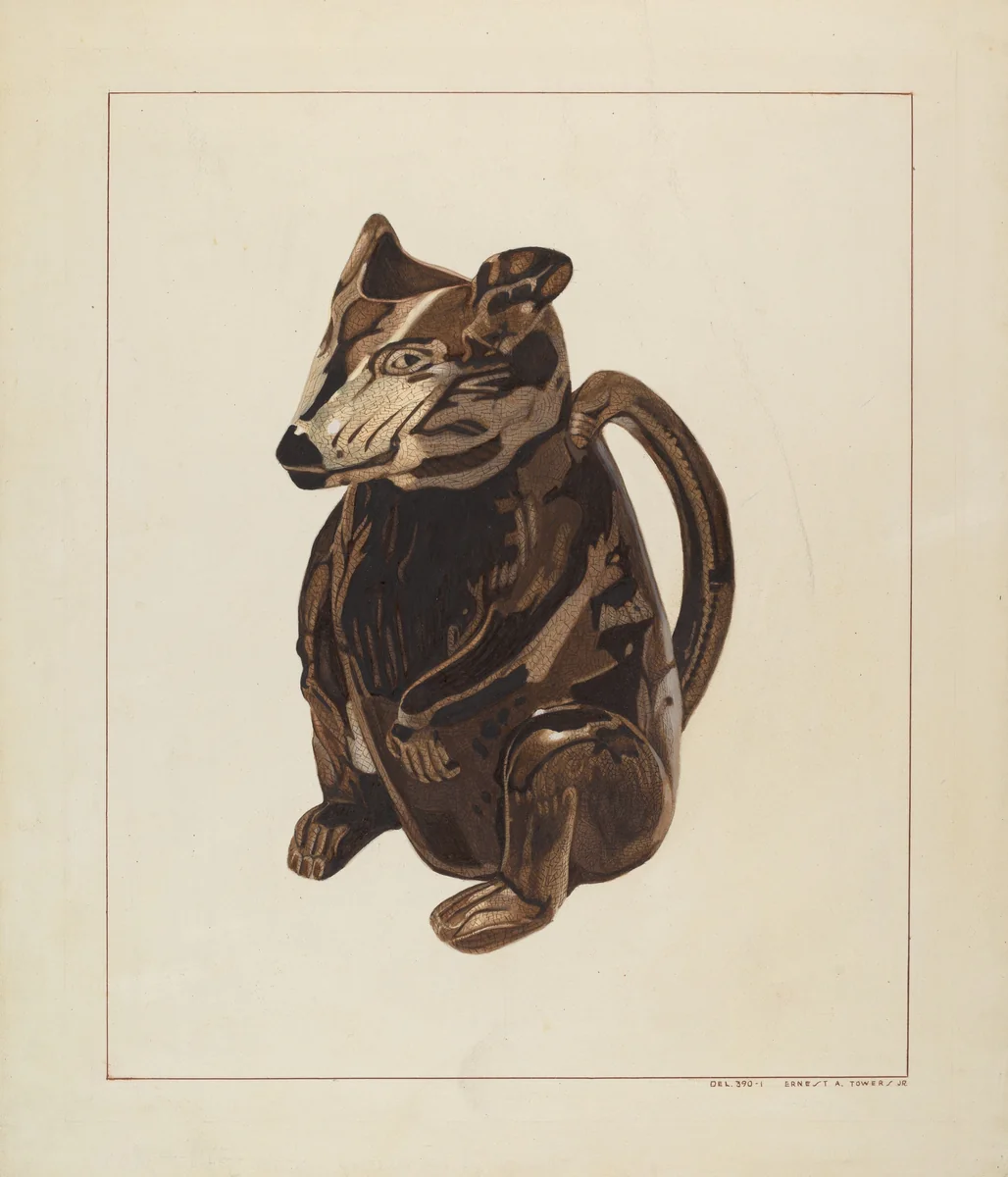 Possum Pitcher by Ernest A. Towers, Jr., index of american design, 1938