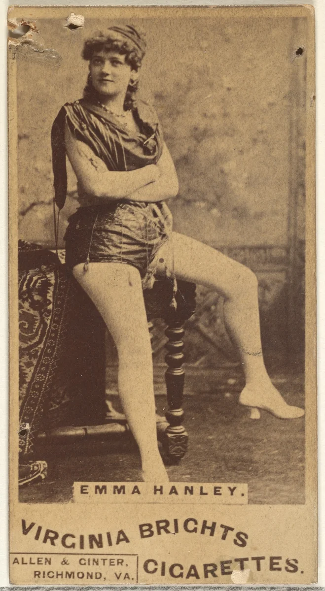 Emma Hanley, from the Actors and Actresses series (N45, Type 1) for Virginia Brights Cigarettes by Allen & Ginter, photograph, 1885-1891