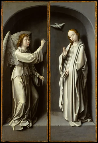 Archangel Gabriel; The Virgin Annunciate by Gerard David, painting, 1507-1513