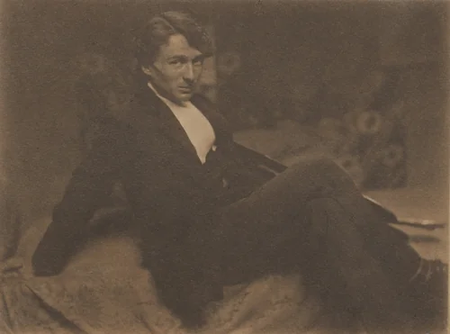 (Portrait of Edward Steichen seated on a bed) by Gertrude Käsebier, photograph, 1901