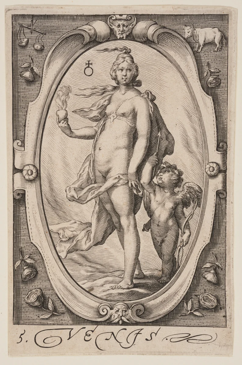 Venus, from The Seven Planets by Jacob Matham, print, 1597