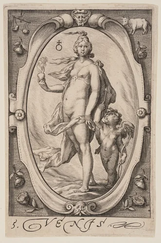 Venus, from The Seven Planets by Jacob Matham, print, 1597