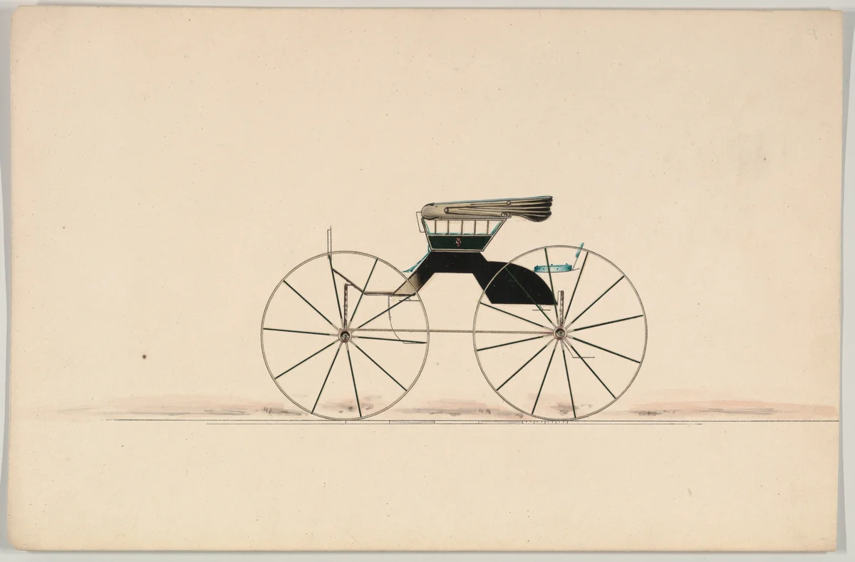 Design for Road Wagon by Brewster & Co., drawing, 1850-1870