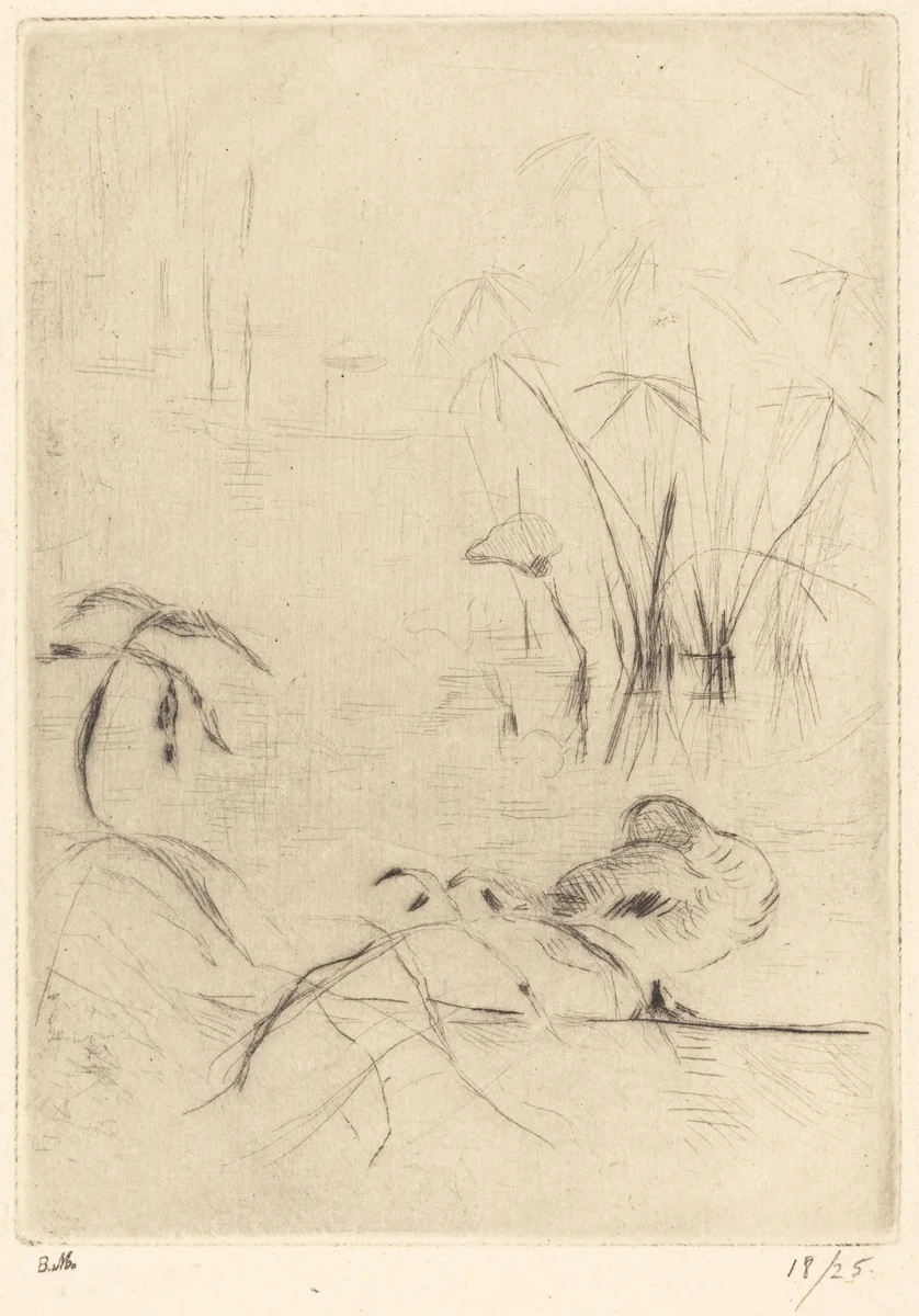 Ducks at Rest on the Bank by Berthe Morisot, print, 1889