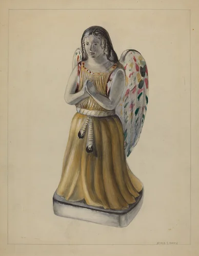 Pa. German Chalkware Angel Figure by Mina Lowry, index of american design, 1936