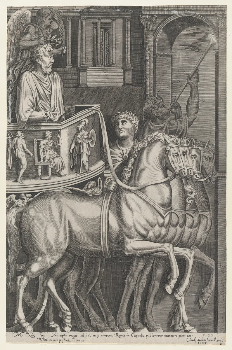 Triumph of Marcus Aurelius, from "Speculum Romanae Magnificentiae" by anonymous, print, 1583