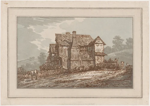 A Rustic House with a Tottering Wood Fence by Joseph Constantine Stadler, print, 1792