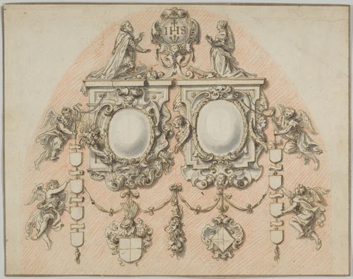 Design for the Epitaph of the 't Seraets-Van Etten family by Abraham van Diepenbeeck, drawing, 1645-1655