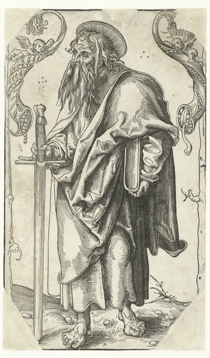 Paulus met zwaard en boek by Lucas Cranach, print, 1510-1515