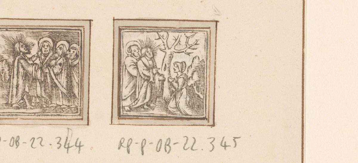 Christus en de overspelige vrouw by anonymous, print, 1590