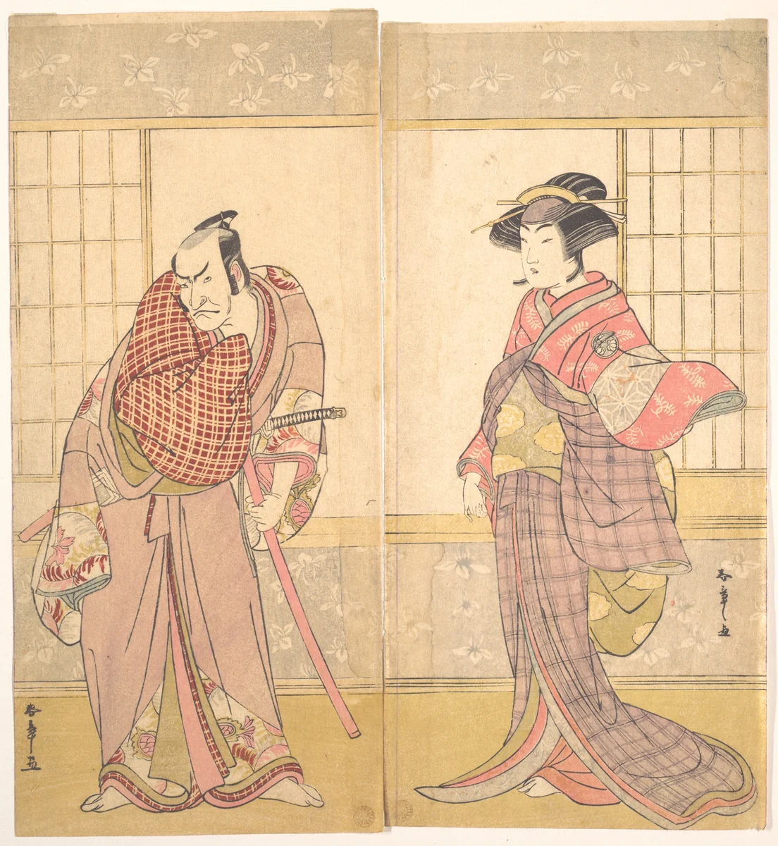The Fifth Ichikawa Danjuro as a Man Standing in a Room by Katsukawa Shunshô (勝川春章), print, 1770-1790