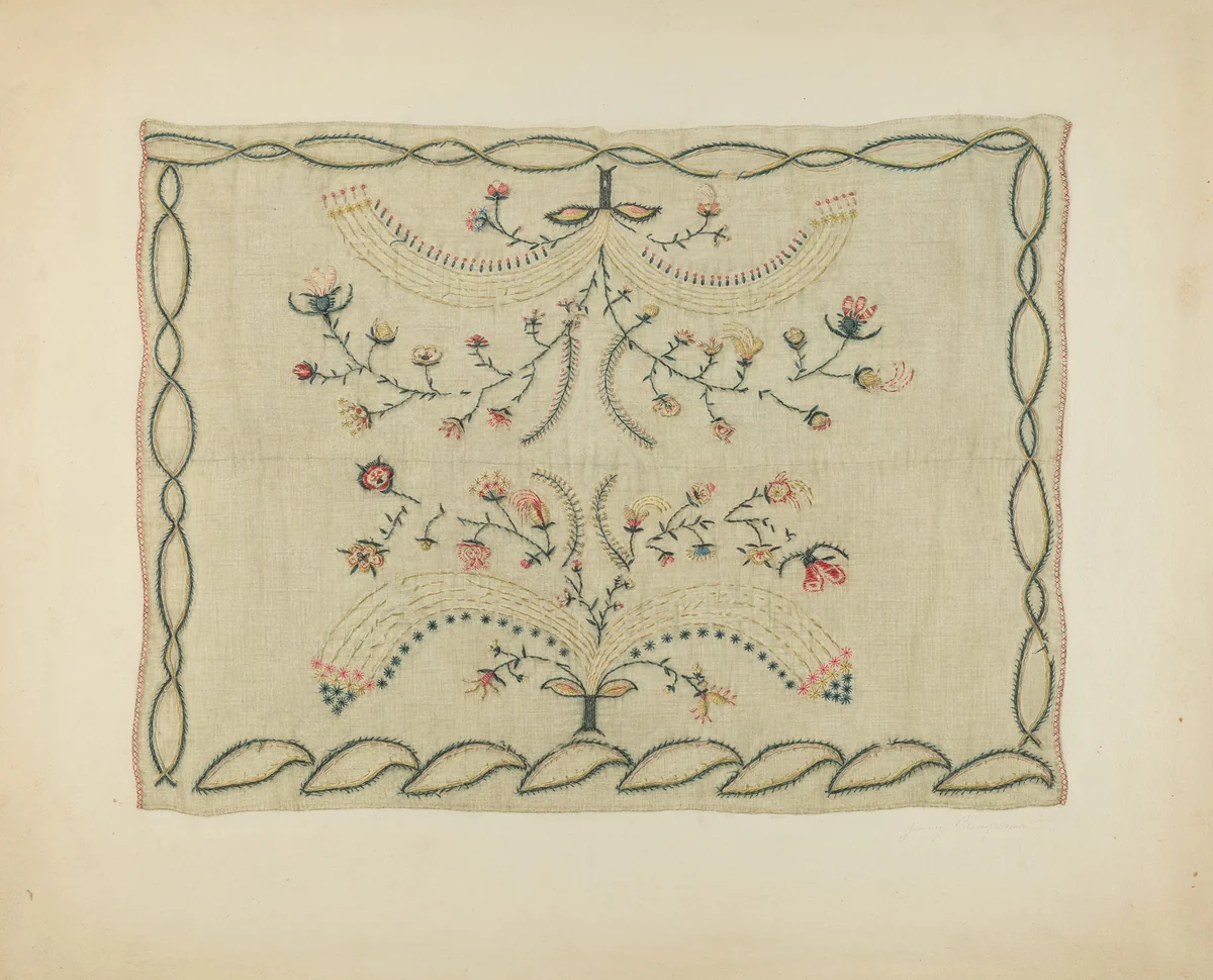Embroidered Blanket by Jenny Almgren, index of american design, 1939