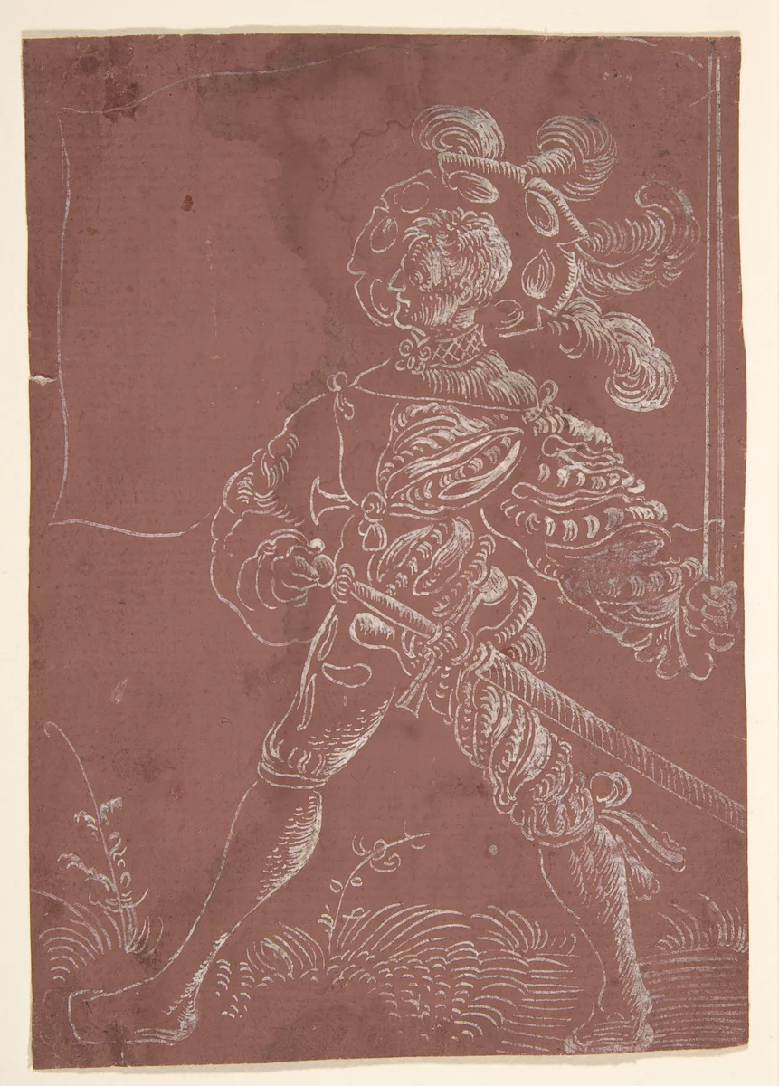 Standard Bearer by Urs Graf, drawing, 1500-1530