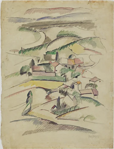 Houses in a Valley by Albert Gleizes, drawing, 1910