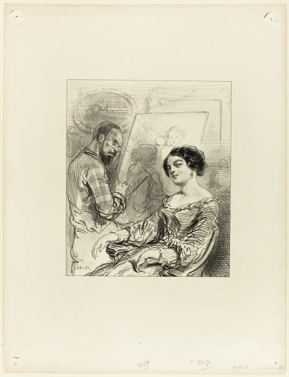 Les Partageuses: Thursday you dined at Vachette's by Paul Gavarni, print, 1853