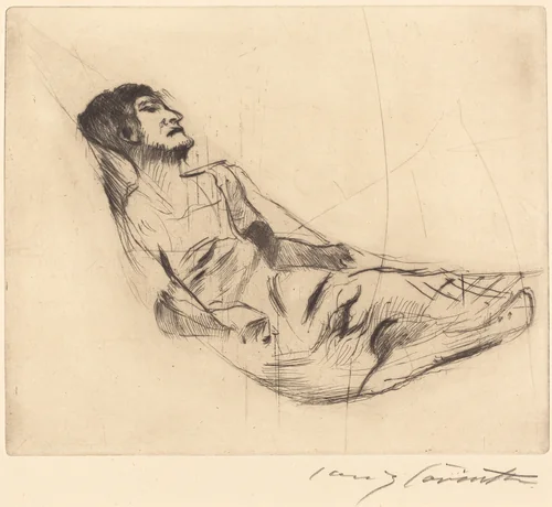 In der hängematte II (In the Hammock II) by Lovis Corinth, print, 1920