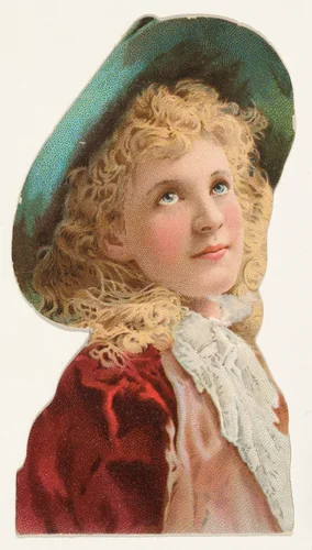 Actress wearing wide-brimmed blue hat, from Stars of the Stage, Fourth Series (N132) issued by Duke Sons & Co. to promote Honest Long Cut Tobacco by W. Duke, Sons & Co., print, 1892-1893