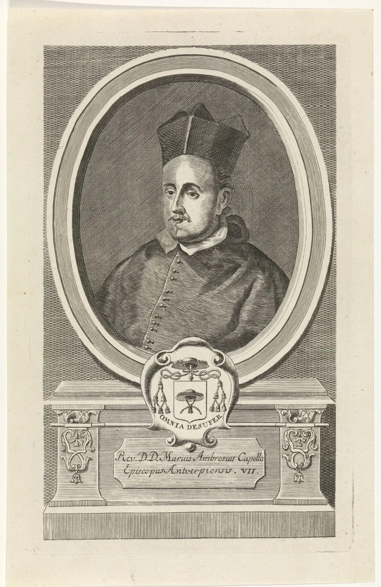 Portret van Marius Ambrosius Capello by Jan Baptist Jongelinx, print, 1710-1725