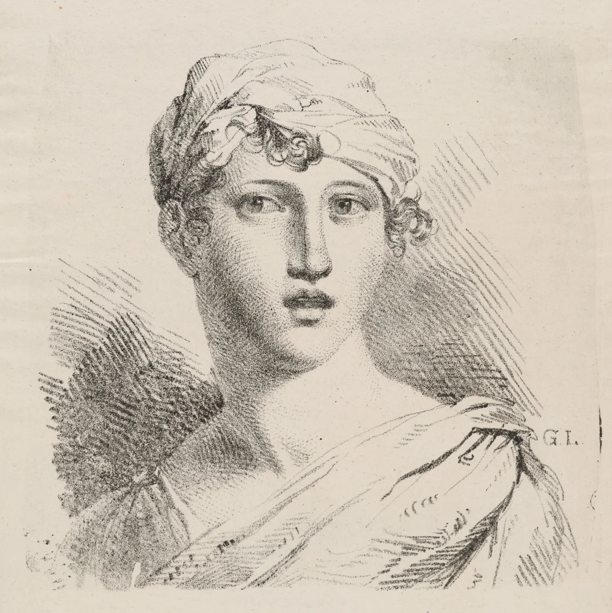Bust of a Young Woman with a Turban by Giuseppe Longhi, print, 1808-1812