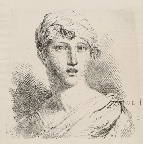 Bust of a Young Woman with a Turban by Giuseppe Longhi, print, 1808-1812
