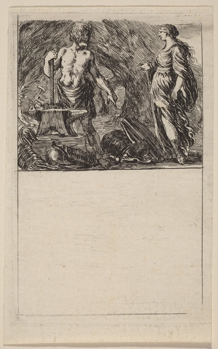 Vulcan and Thetis by Stefano della Bella, print, 1644