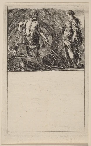 Vulcan and Thetis by Stefano della Bella, print, 1644