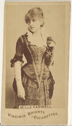 Mlle. Cadwell, from the Actors and Actresses series (N45, Type 1) for Virginia Brights Cigarettes by Allen & Ginter, photograph, 1885-1891