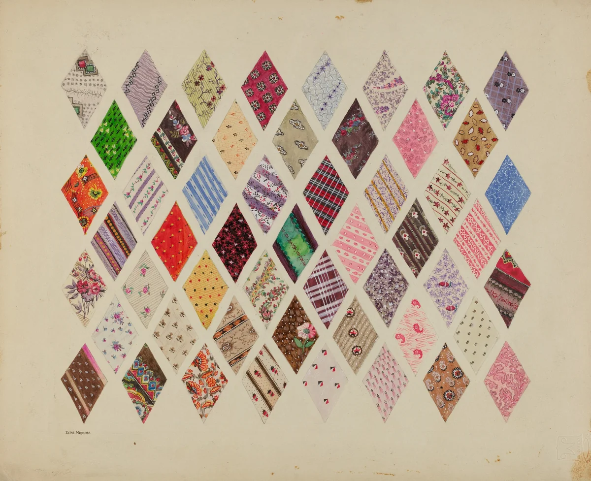 Patches of Diamond Patchwork Quilt by Edith Magnette, index of american design, 1937
