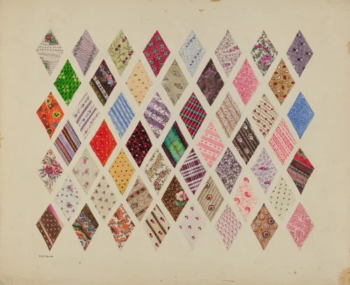 Patches of Diamond Patchwork Quilt by Edith Magnette, index of american design, 1937