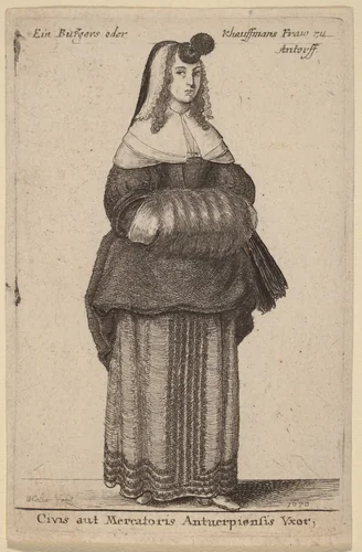 Ciuis aut Mercatoris Antuerpiensis Vxor by Wenceslaus Hollar, print, 1650