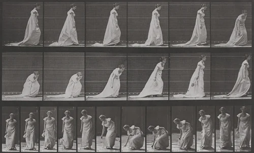 Plate Number 209. Stooping and lifting a handkerchief by Eadweard Muybridge, photograph, 1887