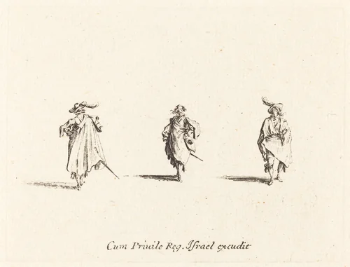 Three Gentlemen by Jacques Callot, print, 1634