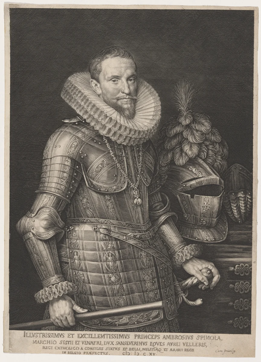 Ambroise Spinola, Spanish General in the Low Countries by Jan Muller; Michiel van Miereveld, print, 1615
