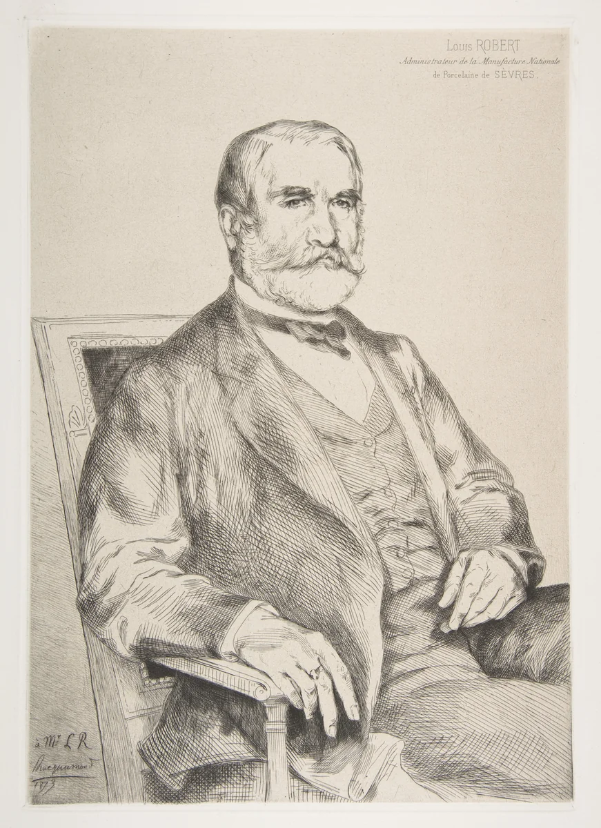 Portrait of Louis Robert by Félix Bracquemond, print, 1873